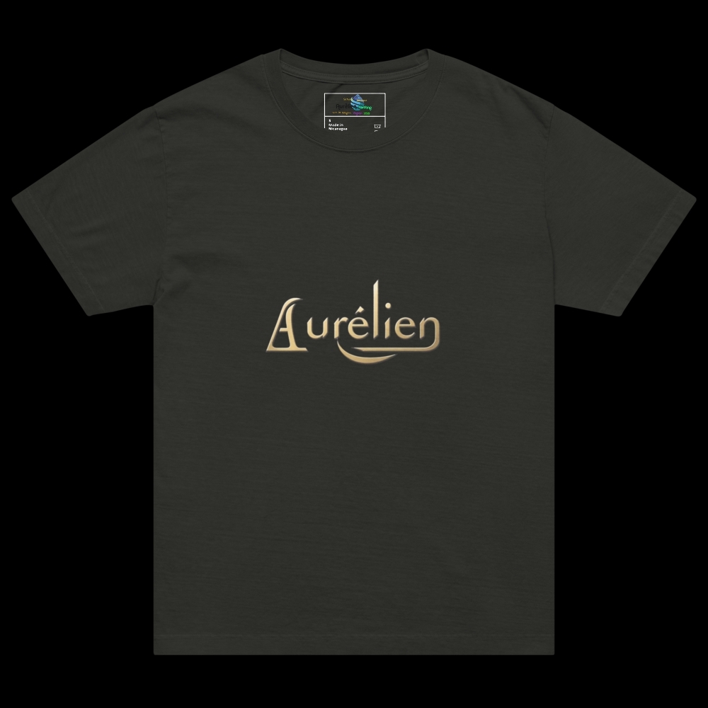 Black Short Sleeve Tee with Aurelien Script